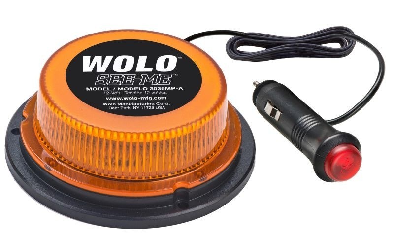 Wolo Warning Light, See-Me ™, 1.6 Inch Height X 4-3/4 Inch Diameter, Magnet or Permanent Mount, LED, Amber, 3 Selectable Light Pattern – 3035MP-A