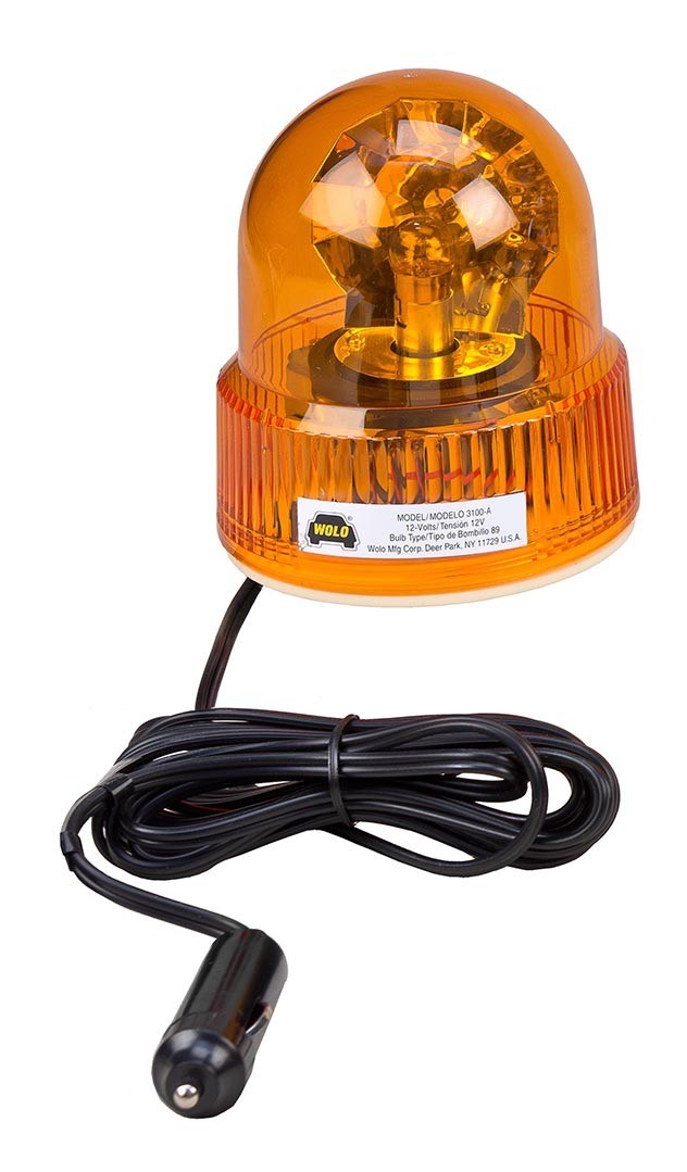 Wolo Warning Light, Beacon Light ®, 4-5/8 Inch Diameter X 5-1/2 Inch Height, Dome Style, Magnet Mount, Rotating, Amber Lens – 3100-A