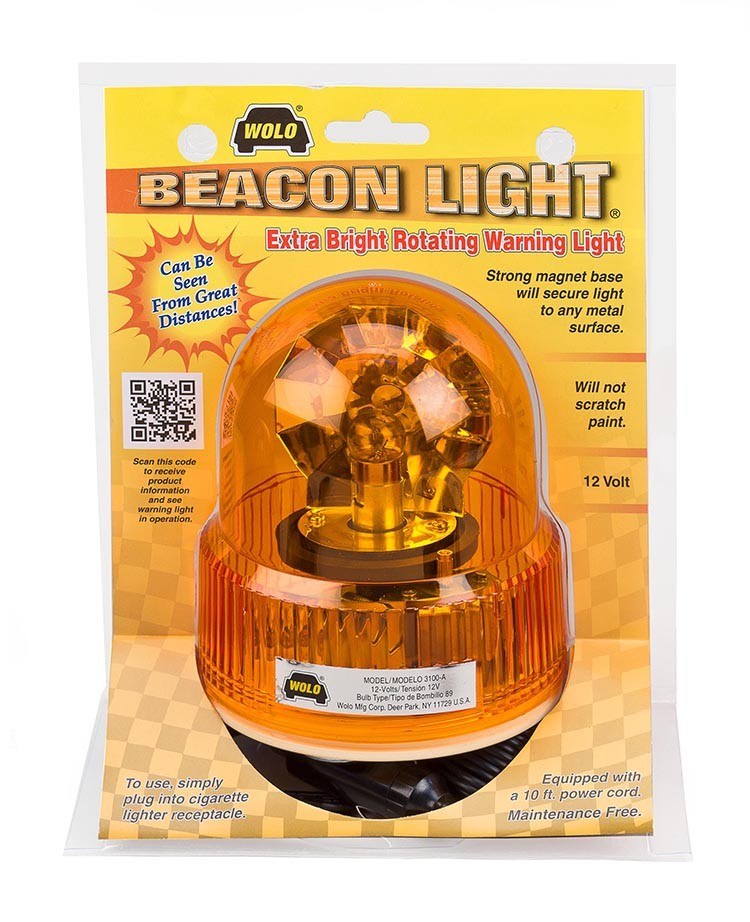 Wolo Warning Light, Beacon Light ®, 4-5/8 Inch Diameter X 5-1/2 Inch Height, Dome Style, Magnet Mount, Rotating, Amber Lens – 3100-A