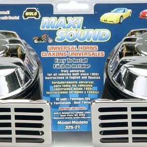 Wolo Horn, Maxi Sound ®, One 480 Hertz High-Tone Horn/ One 400 Hertz Low-Tone Horn, 114 Decibels, 12 Volt, 3-1/2 Inch Diameter – 325-2T