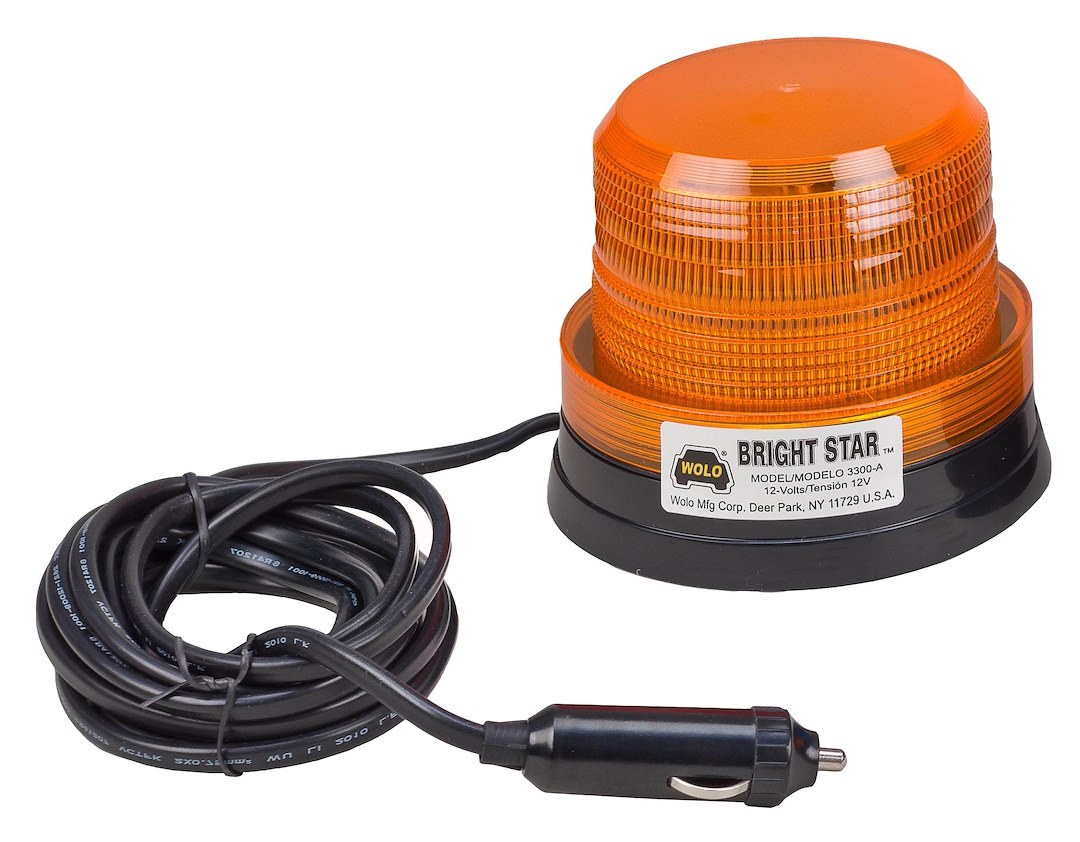 Wolo Warning Light, Bright Star ™, 4 Inch Base Diameter X 3-5/8 Inch Lens Diameter X 4 Inch Height, Dome Style, Magnet Mount, Strobe – 3300-A