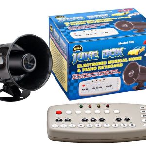 Wolo Horn, Juke Box ®, 34 Pre-Programmed Songs, 105 Decibels, 12 Volt, 4-1/4 Inch X 4 Inch X 4-1/2 Inch Speaker, Black, Plastic – 336