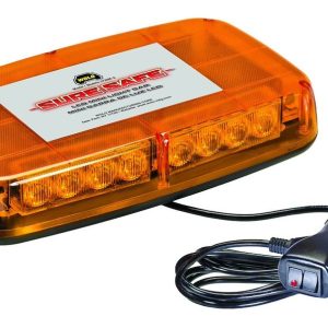 Wolo Warning Light, Sure Safe ®, 10-1/2 Inch Length X 6 Inch Width X 2-1/2 Inch Height, Mini Bar, Magnet Mount, LED, Amber Lens – 3720M-A