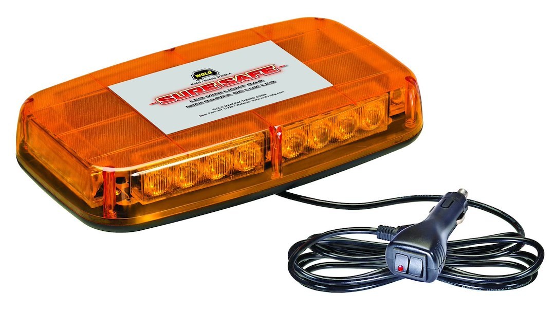 Wolo Warning Light, Sure Safe ®, 10-1/2 Inch Length X 6 Inch Width X 2-1/2 Inch Height, Mini Bar, Magnet Mount, LED, Amber Lens – 3720M-A