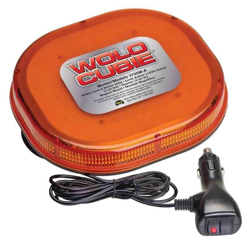 Wolo Warning Light, Cubie ™, 7-3/4 Inch Length X 7 Inch Width X 1.2 Inch Height, Magnet Mount, LED, Amber, 26 Selectable Light Pattern – 3725M-A