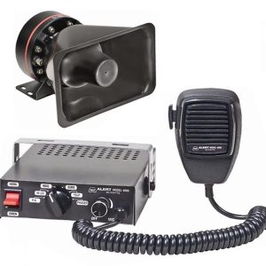 Wolo Siren, Alert ™, 12 Volt/ 80 Watts, Wail/ Yelp/ Air Horn/ Public Address System, Black – 4000-2
