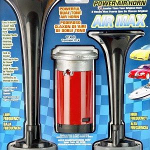 Wolo Air Horn, Air Max ®, Dual Tone, Round Trumpet, Longest Trumpet 8-1/2 Inch, Polished, Black, Plastic – 402