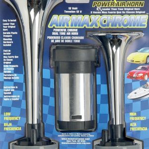 Wolo Air Horn, Air Max ®, Dual Tone, Round Trumpet, Longest Trumpet 8-1/2 Inch, Chrome Plated, Silver, Plastic – 403
