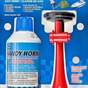 Wolo Air Horn, Handy Horn ®, Extra Loud, 116 Decibels, 800 Hertz Low Range, 13 Inch Long, Hand-Held Gas Air Horn, Red Trumpet, Plastic – 490