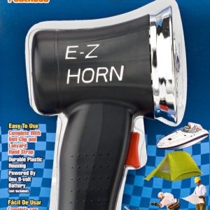 Wolo Horn, E-Z Horn ®, Hand-Held Electronic Horn, 2460 Hertz, 114 Decibels, 9 Volt Battery, 8 Inch Height X 4 Inch Length X 3-1/4 Wide, Black – 496