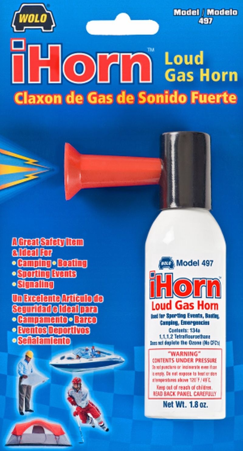 Wolo Air Horn, Ihorn ®, Loud, Mini Hand-Held Gas Air Horn, 5-1/4 Height X 2-1/2 Inch, Red and Black, Plastic – 497