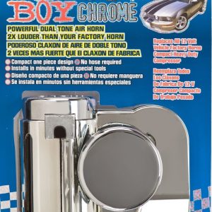 Wolo Air Horn, Bad Boy ™, Dual Tone, One Piece Compact Air Horn, 5-1/8 Inch Length X 3 Inch Width X 4-1/2 Inch Height, Chrome Plated, Silver – 519