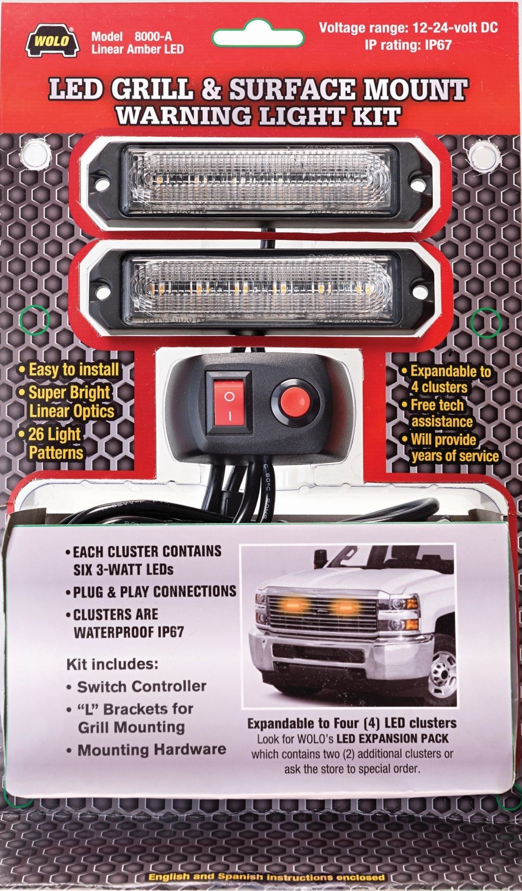 Wolo Warning Light, Surfce Mount, LED, Amber, 26 Light Pattern, 12 to 24 Volts – 8000-A