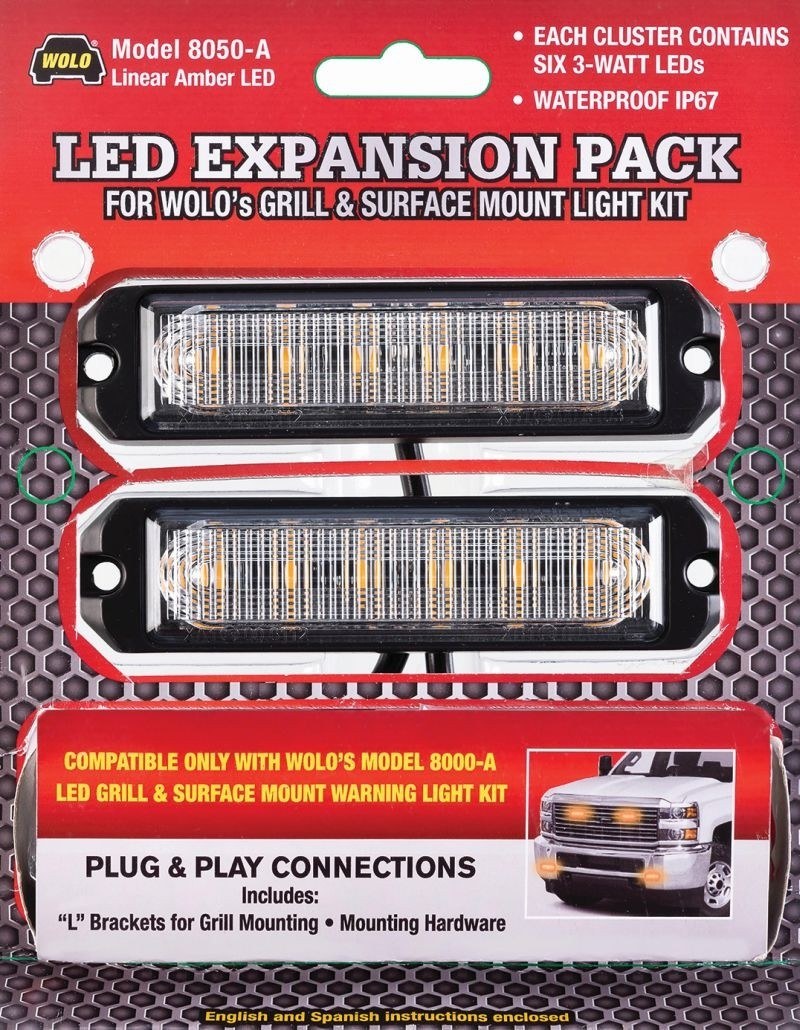 Wolo Warning Light, Surface Mount, LED, Amber, 26 Light Pattern, 12 to 24 Volts, With Mounting Hardware, Compatible with 8000 Series – 8050-A