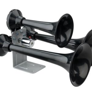 Wolo Air Horn, Siberian Express ®, Train Horn Sound, 3 Round Trumpets, Longest Trumpet 16-1/2 Inch Length, Semi-Gloss Painted, Black – 847