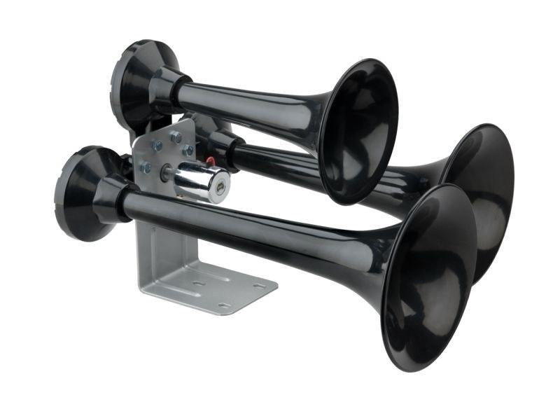 Wolo Air Horn, Siberian Express ®, Train Horn Sound, 3 Round Trumpets, Longest Trumpet 16-1/2 Inch Length, Semi-Gloss Painted, Black – 847