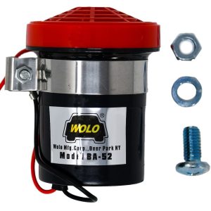 Wolo Backup Alarm, Beep Beep Sound, 12 Volt/ 1 Wire Connection, Black and Red, Plastic, Not Waterproof, Bolt-On Mounting – BA-52