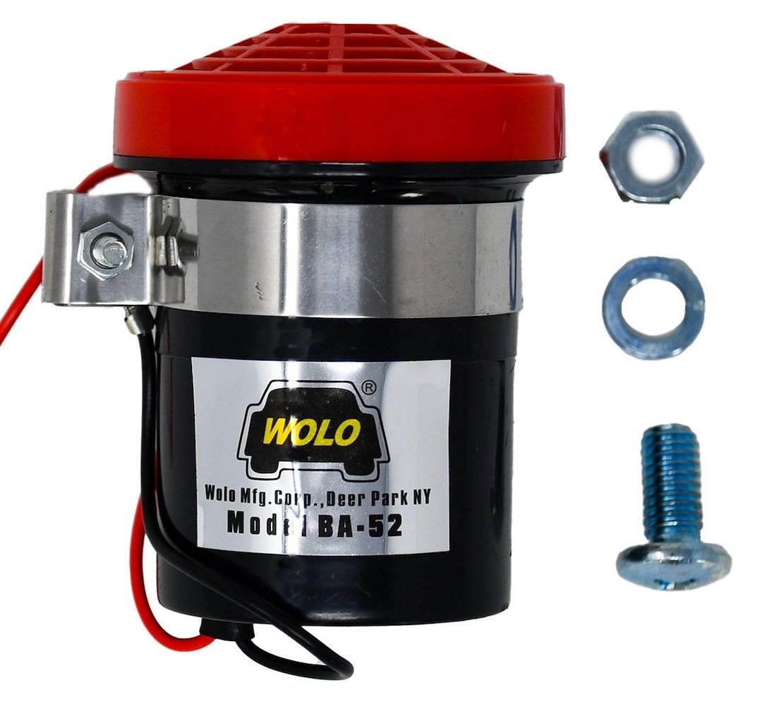 Wolo Backup Alarm, Beep Beep Sound, 12 Volt/ 1 Wire Connection, Black and Red, Plastic, Not Waterproof, Bolt-On Mounting – BA-52