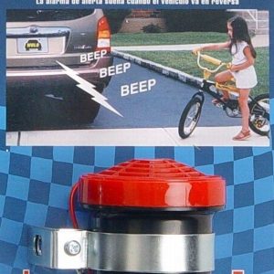 Wolo Backup Alarm, Beep Beep Sound, 12 Volt/ 1 Wire Connection, Black and Red, Plastic, Not Waterproof, Bolt-On Mounting – BA-52