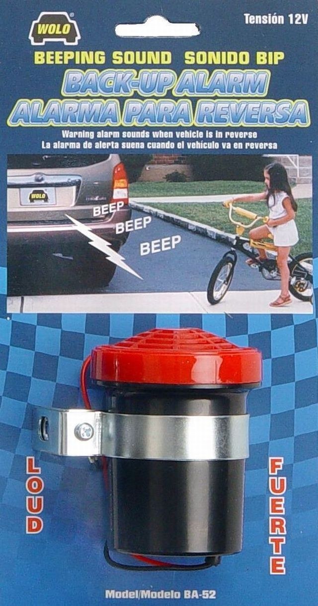 Wolo Backup Alarm, Beep Beep Sound, 12 Volt/ 1 Wire Connection, Black and Red, Plastic, Not Waterproof, Bolt-On Mounting – BA-52