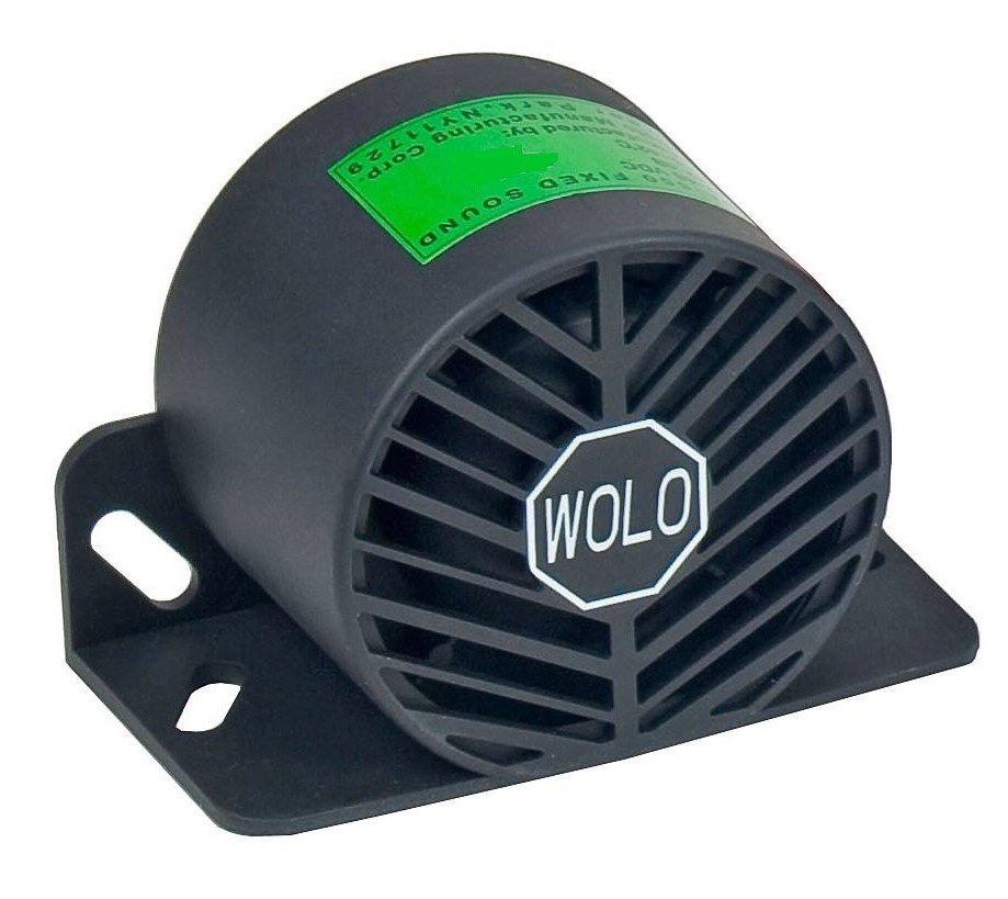 Wolo Backup Alarm, Heavy Duty, Steady Beep Sound, 112 Decibels, 12-48 Volts, Black, Plastic, Weather Resistant, Bolt-On Mounting – BA-550