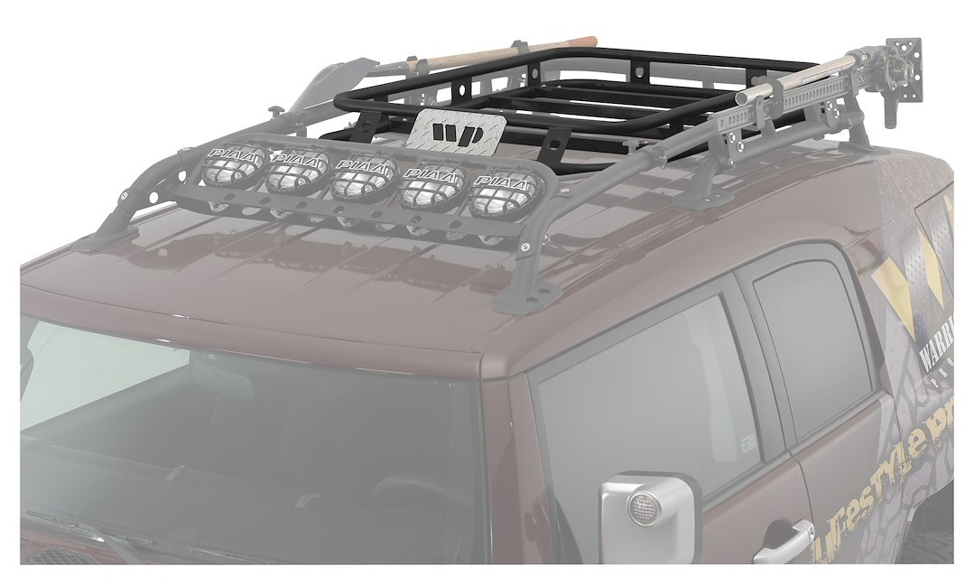 Warrior Prod Cargo Carrier, Roof Basket, Rack Style, OE Roof Rack Mount, 57 Inch X 36 Inch X 6 Inch, Powder Coated, Black, Steel – 3810