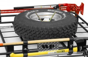 Warrior Prod Spare Tire Carrier, Warrior Drop-IN Basket Required for Installation, Zinc Plate Handle/ Power-Coated Black Base, Steel – 3819