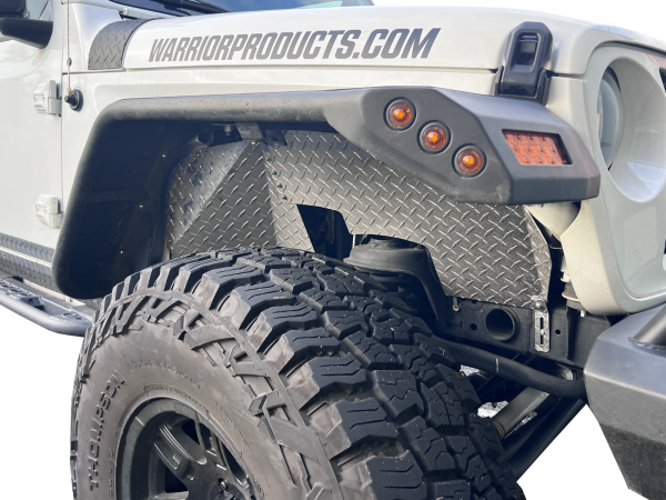 Warrior Prod Fender Well Liner, Raw, Diamond Plate Aluminum, With Hardware, Set of 2 – 6315