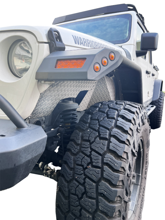 Warrior Prod Fender Well Liner, Raw, Diamond Plate Aluminum, With Hardware, Set of 2 – 6315