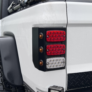 Warrior Prod Tail Light Assembly, LED, Red and White Lens, Black Steel Housing, White Bulbs, Set of 2 – 7965