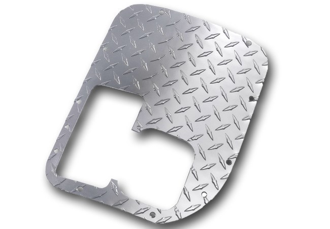 Warrior Prod Manual Trans Shifter Cover Plate, Diamond Plated, With Cutout – 90740
