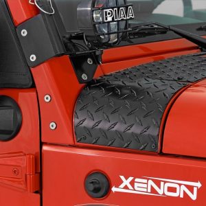 Warrior Prod Cowl Vent Cover, Outer Cowl, Diamond Plated, Black, Aluminum – 923PC