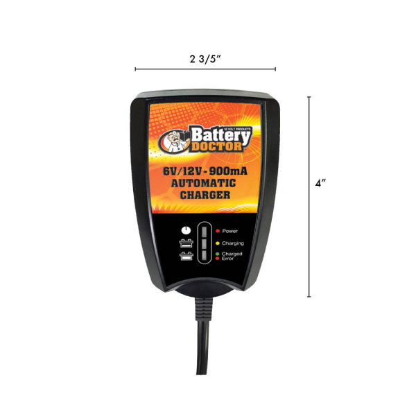 WirthCo Battery Charger, Battery Doc ®, For 6 Volt/ 12 Volt Batteries, Fully Automatic, 3 LED Charging Status Indication – 20026