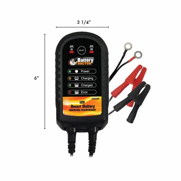 WirthCo Battery Charger, Battery Doc ®, For 12 Volt Lead-Acid Battery, 3 Step Fully Automatic, 750 Milliampere, With Power Level Indicator – 20060