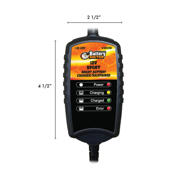 WirthCo Battery Charger, Battery Doc ® Sport ®, For 12 Volt Batteries, Automatic Charger and Maintainer, 1.5 Amp Charging Current – 20069