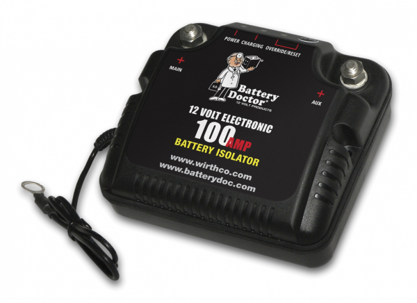 WirthCo Battery Isolator, Battery Doc ®, For Use with 12 Volt Battery for Charging and Isolating Functions, 100 Amps, With Mounting Bracket – 20090