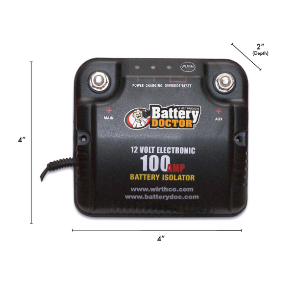 WirthCo Battery Isolator, Battery Doc ®, For Use with 12 Volt Battery for Charging and Isolating Functions, 100 Amps, With Mounting Bracket – 20090