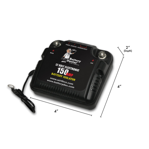 WirthCo Battery Isolator, Battery Doc ®, For Use with 12 Volt Battery for Charging and Isolating Functions, 150 Amps, With Mounting Bracket – 20092