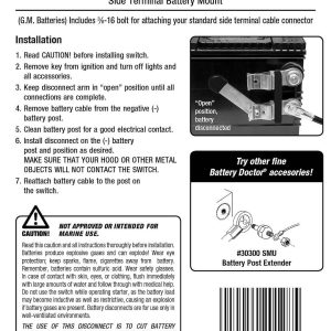 WirthCo Battery Disconnect Switch, Battery Doctor ®, Knife Blade Switch, 250 Ampere, Negative Side Battery Terminal Mount – 20128