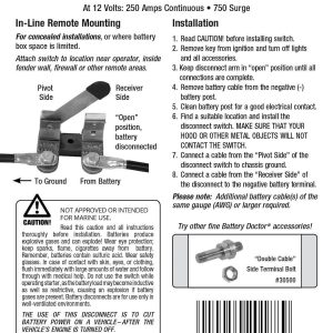WirthCo Battery Disconnect Switch, Battery Doctor ®, Knife Blade Switch, 250 Ampere, IN-Line/ Remote Mount – 20188