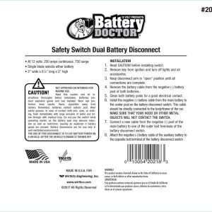 WirthCo Battery Disconnect Switch, Battery Doctor ®, Knife Blade Switch, 250 Ampere, Single Blade – 20218
