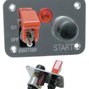 WirthCo Switch Panel, With Toggle Switch with Cover and Starter Button, Red Indicator Light, Without Fuse, Chrome, Polished Aluminum – 20280