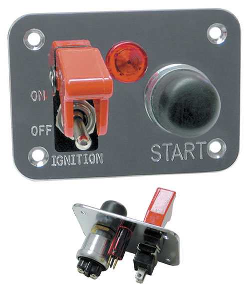 WirthCo Switch Panel, With Toggle Switch with Cover and Starter Button, Red Indicator Light, Without Fuse, Chrome, Polished Aluminum – 20280