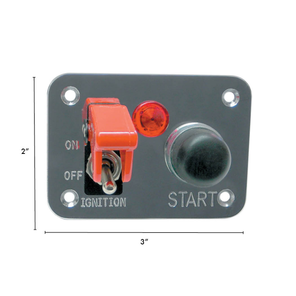 WirthCo Switch Panel, With Toggle Switch with Cover and Starter Button, Red Indicator Light, Without Fuse, Chrome, Polished Aluminum – 20280