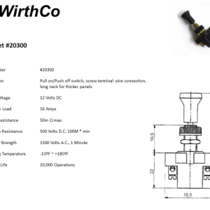 WirthCo Multi Purpose Switch, 16 Ampere, Pull on/ Push Off – 20300