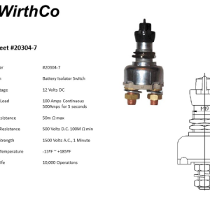 WirthCo Battery Disconnect Switch, 12 Volt, Rotary Switch, 100 Ampere – 20304