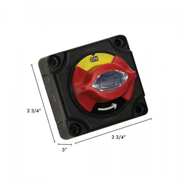 WirthCo Battery Disconnect Switch, For Use with Single 12 Volt Battery, 2 Position Rotary Switch, 300 Amps, With Four Mounting Holes – 20387