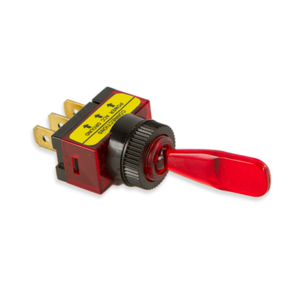 WirthCo Multi Purpose Switch, 12 Volt, 20 Ampere, Automotive Interrupter Toggle, Illuminated, Red – 20500
