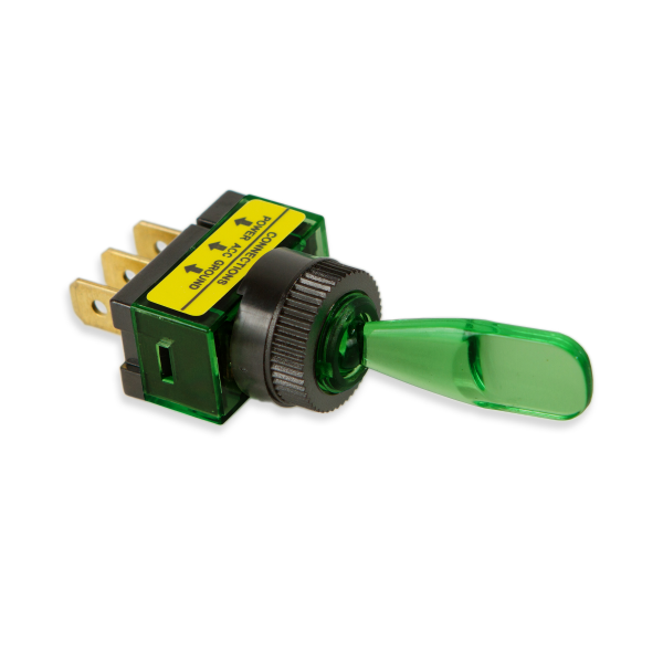 WirthCo Multi Purpose Switch, 12 Volt, 20 Ampere, Automotive Interrupter Toggle, Illuminated, Green – 20501