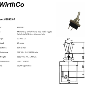 WirthCo Multi Purpose Switch, 25 Ampere, Momentary Toggle – 20509